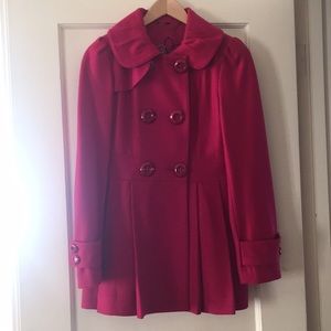 Fuschia Double-Breasted Guess Wool Coat XS